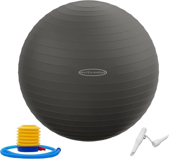 BalanceFrom Anti-Burst en Slip Resistant Oefening Bal Yoga Bal Fitness Bal Geboortebal met Quick Pump, 2LB Capaciteit, Zwart, 68-75cm, XL