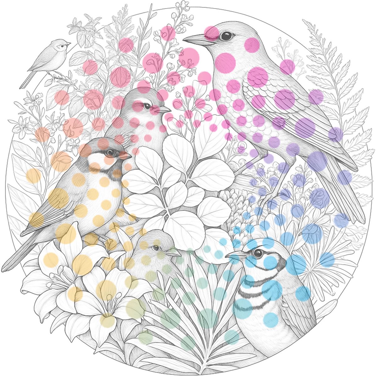 KleurLab® - Bloemen & Vogels - Luxe Kleurboek voor Volwassenen - Natuur - Dieren - 48 Kleurplaten op A4 - Enkelzijdig bedrukt — afbeelding 8
