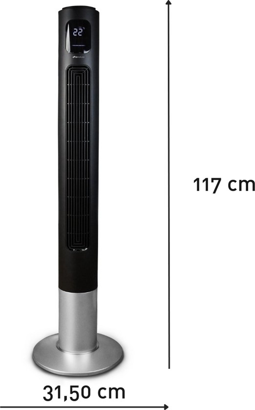 Kolomventilator Air & Me Fantasy 120 cm zwart, 3 snelheden, oscillatie, timer, stille staande ventilator
