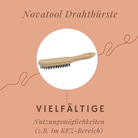 5x staalborstels I 5-rijen I 27 cm lang I met houten handvat I remklauwborstels grillborstels krasborstels metaalborstels handstaalborstelset voegenborstel onkruidborstel van Merkloos	 — afbeelding 3