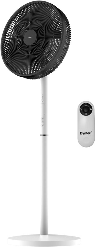 Dynter Draadloze Ventilator – Statiefventilator met accu - Roterende ventilator – Draadloos - In hoogte verstelbaar van 100 tot 130 cm – Wit – Diameter: 42 cm (AV26E)
