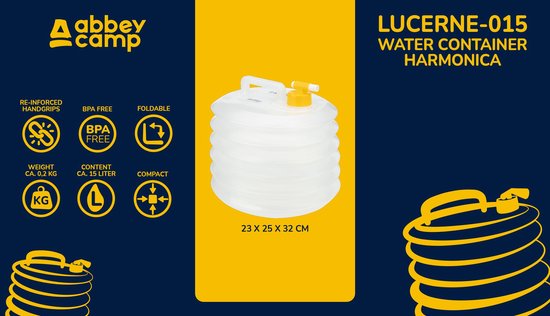 Abbey Camp Watercontainer - 15 Liter - Met Kraan - Transparant van Abbey Camp — afbeelding 5