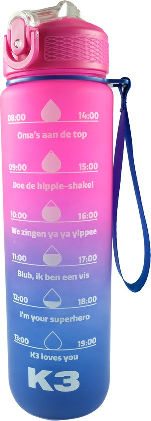 K3 - Motiverende drinkfles - Drink je fles leeg met de grootste K3 hits - 1 liter
