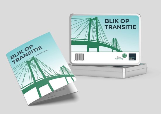 Boek en geschenkdoos met de titel 'Blik op Transitië' en een afbeelding van een brug.
