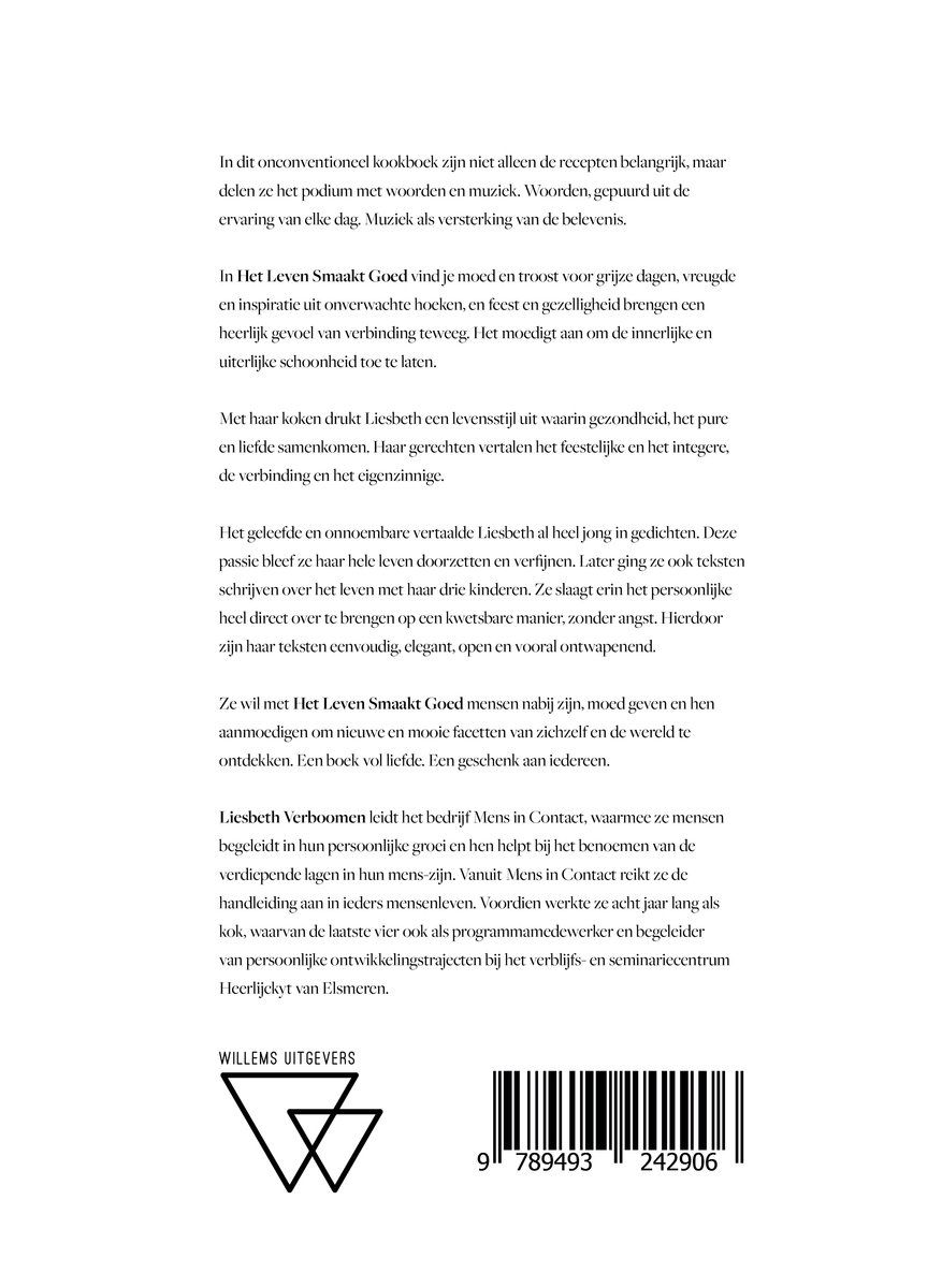 Willems Uitgevers, Liesbeth Verboomen, Het leven smaakt goed, ISBN 9789491582906.
