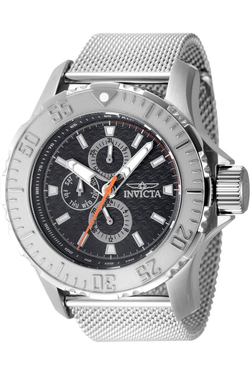 Invicta Vintage 48010 Heren Horloge - Waterdicht - Analoog - Quartz Uurwerk - Roestvrij Staal met zwarte Wijzerplaat - 49mm