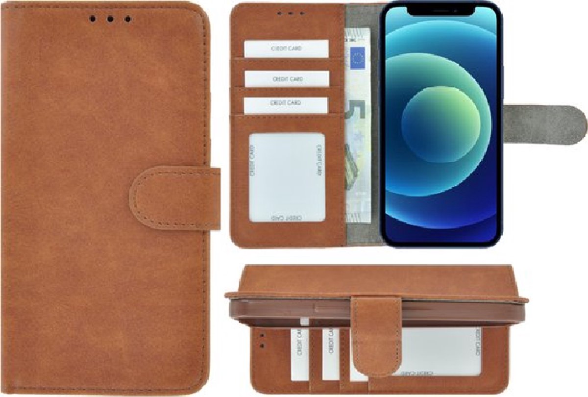 Hoesje Geschikt voor iPhone 13 Mini - iPhone 13 Mini Book Case Wallet Bruin Cover