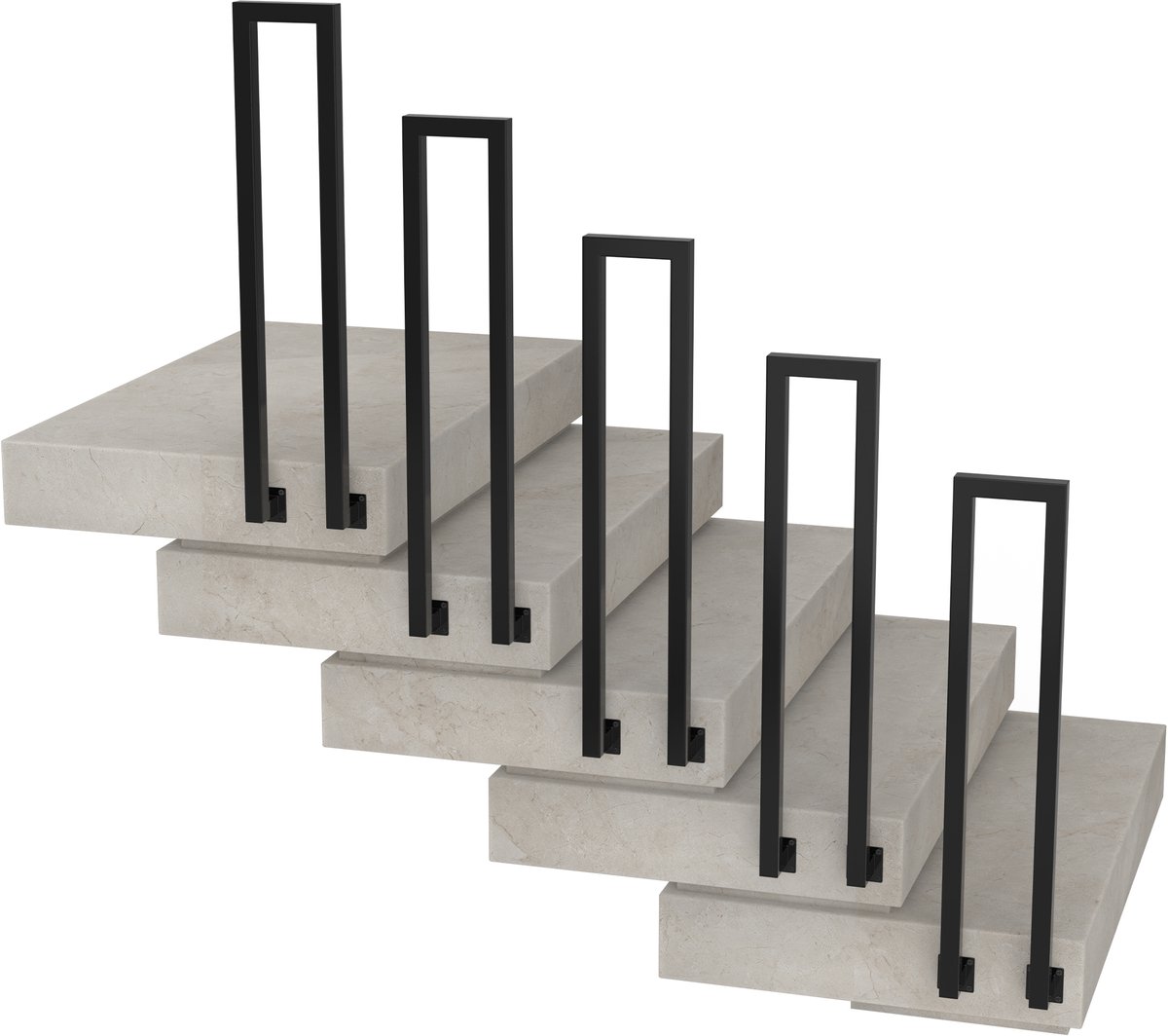 NAIZY binnentrapleuning, U-vormig, zwarte metalen trapleuning, zijmontage voor villa's, gangen en appartementen, binnen en buiten, 100 cm