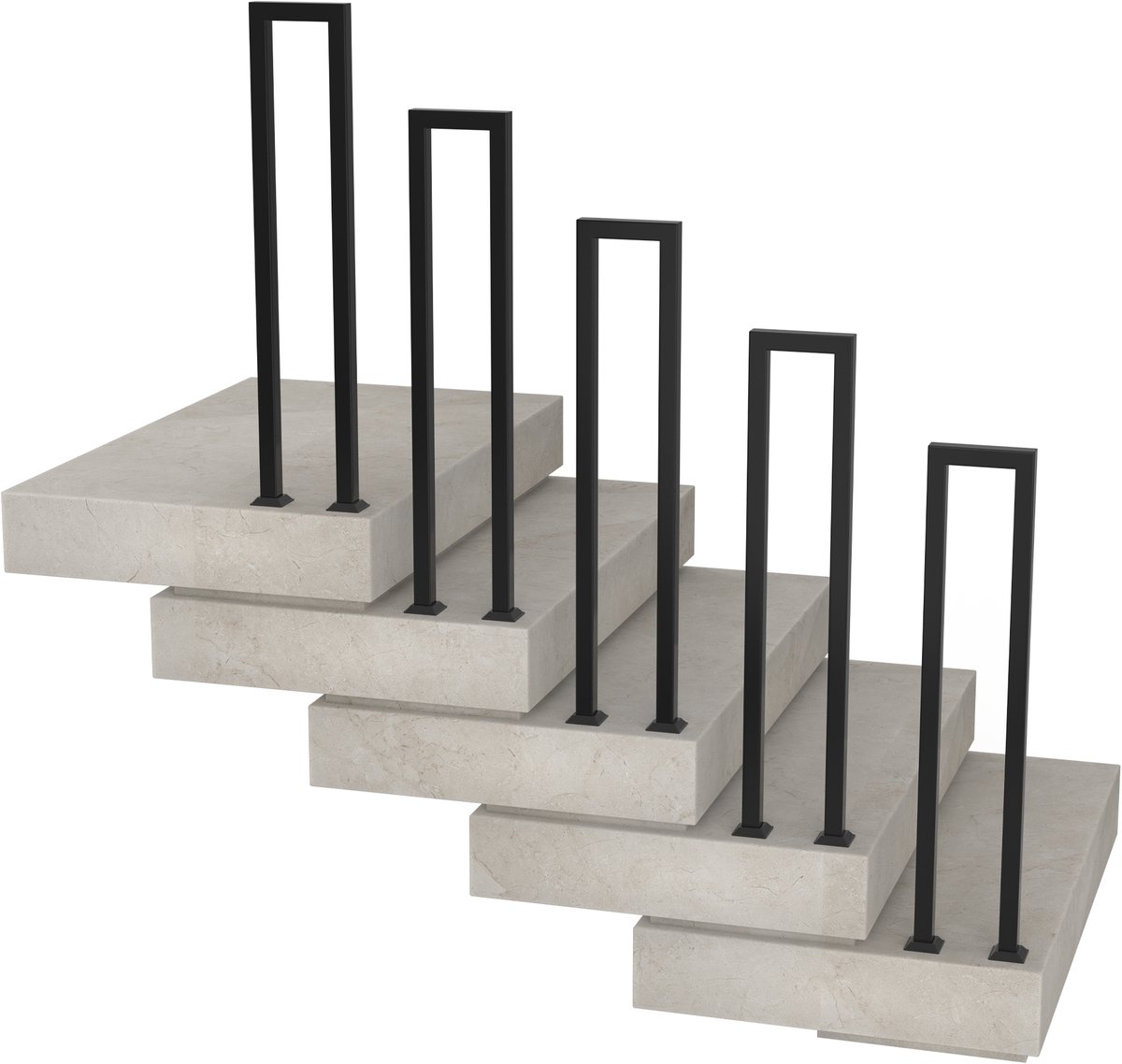 NAIZY U-vormige trapleuning voor binnen, zwarte metalen trapleuning, staande montage voor villa's, gangen en appartementen, binnen en buiten, 85 cm