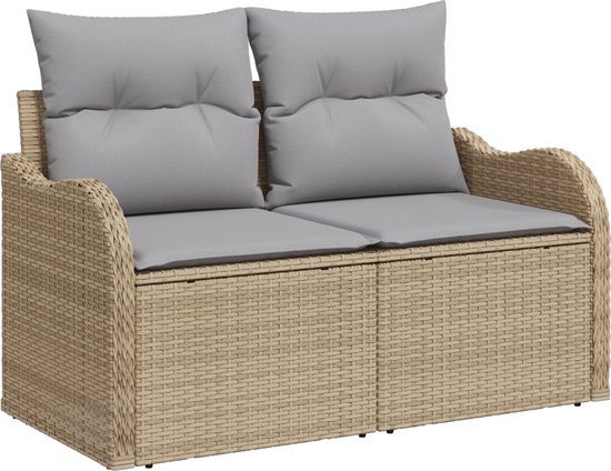 vidaXL - Tuinbank - Set - 10 - st - Beige - poly - rattan