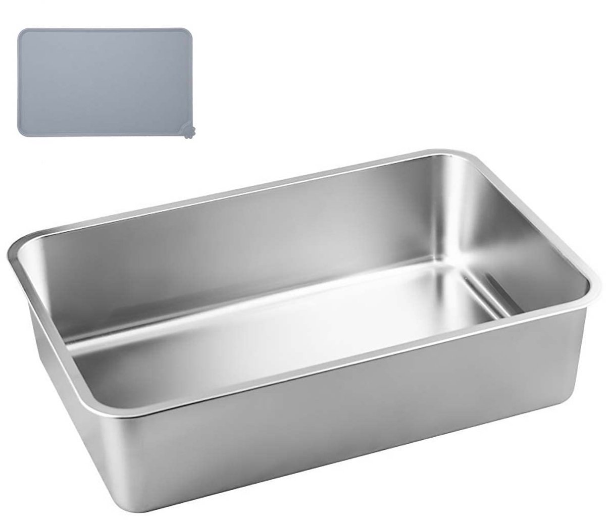 Ibenzoa® Robuuste Metalen Kattenbak met Ruime Opvangruimte – Geschikt voor Katten en Konijnen