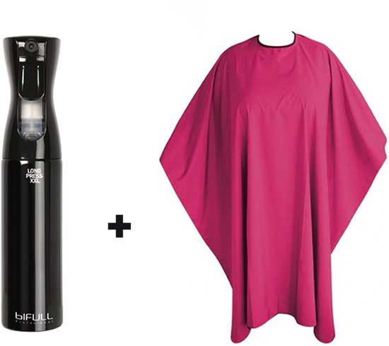 BIFULL Kappersset – Long Press Mist Spray & Kapmantel Roze – Professionele Kappersbenodigdheden voor Thuis & Salon