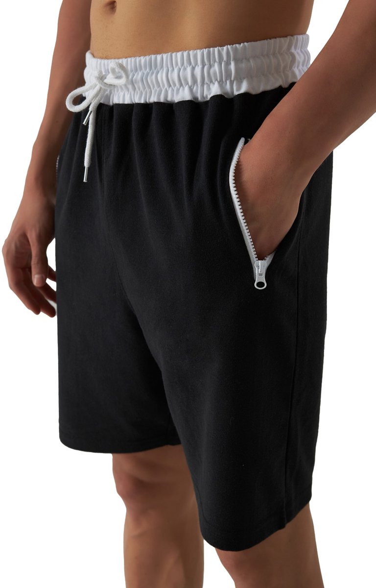 Smith & Solo korte broek heren - comfortabele shorts heren - katoen sweat short - zwart wit