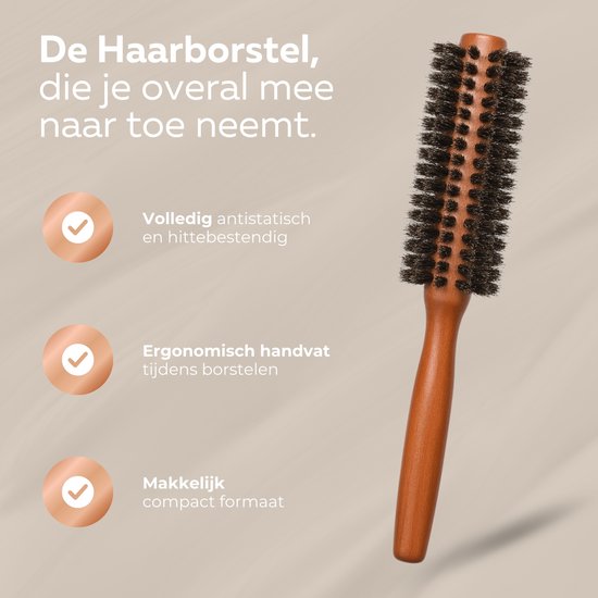 COCHO® Brosses à cheveux rondes en poils de sanglier - 2 pièces - Brosses en bois à poils naturels - Antistatiques et résistantes à la chaleur