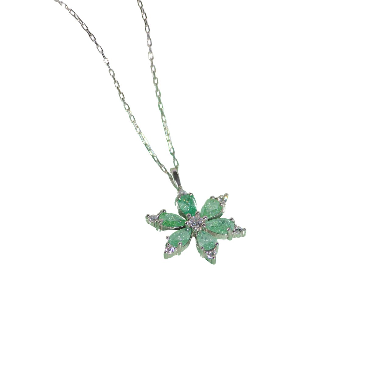 Pera Jewelry® - 925 sterling zilveren Ketting met Bloemen Hanger - Groene Zirkonsteen - Dochter Wenskaart - Ketting met Hanger - Cadeau voor Dochter - Ketting Dames