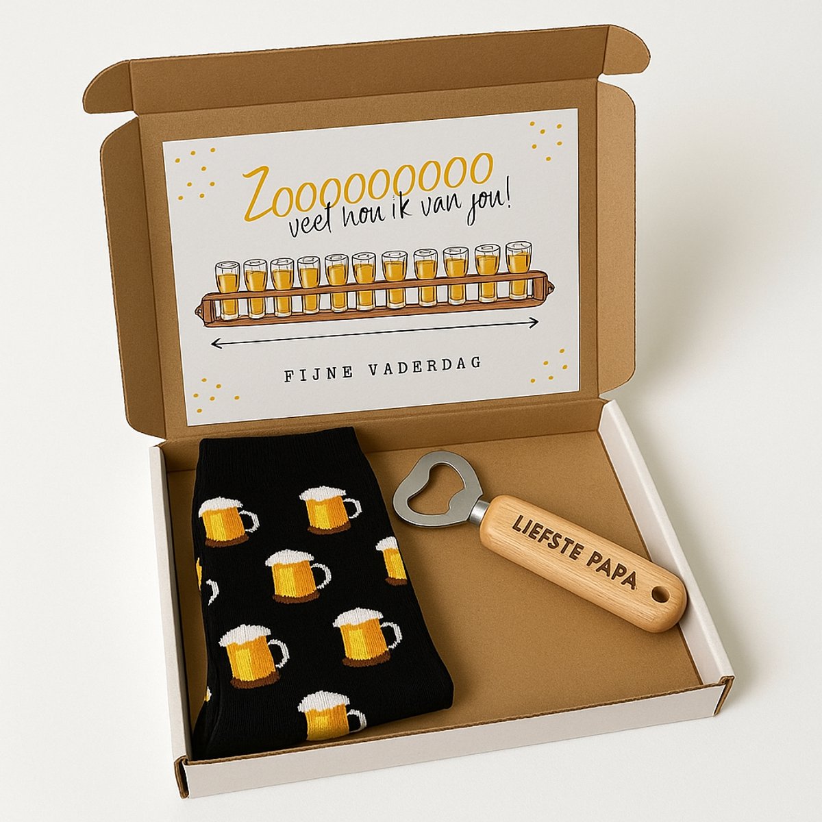 Vaderdag brievenbus cadeau - Pakketje voor vaderdag - Kado voor Papa - Biertje voor Papa - Bieropener met tekst