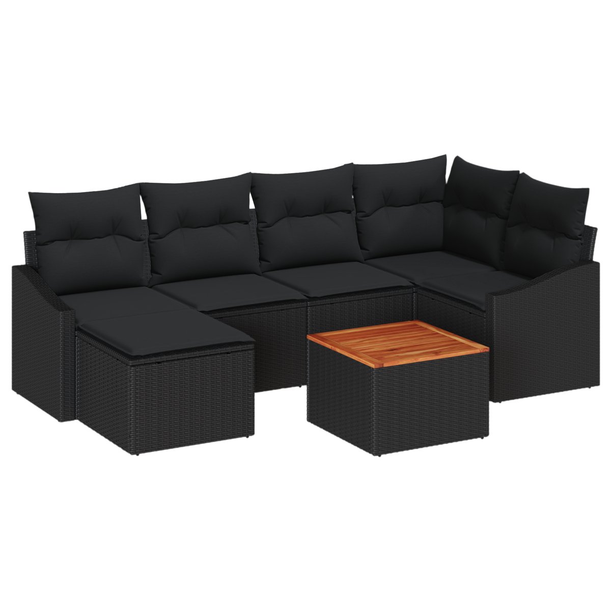 vidaXL - Tuinbank - Set - met - opslag - 7 - pcs - Zwart - poly - rattan
