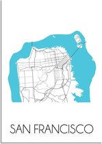 DesignClaud San Francisco Plattegrond poster A3 + Fotolijst wit