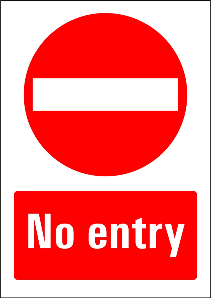 No entry sticker 210 x 297 mm