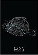 DesignClaud Parijs Plattegrond poster A3 + Fotolijst zwart