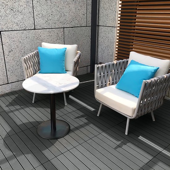 HUOLE Tuintegels Om Vast Te Klikken, Van Composiethout, WPC, In Elkaar Grijpend Vloerbedekking Voor Buiten Terrastegels Composietmateriaal Voor Tuin Zwembad Balkon Antraciet 30 X 30 Cm 1 M