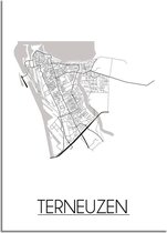 DesignClaud Terneuzen Plattegrond poster  - A3 + Fotolijst wit (29,7x42cm)