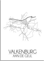 DesignClaud Valkenburg aan de Geul Plattegrond poster A4 + Fotolijst wit (21x29,7cm)