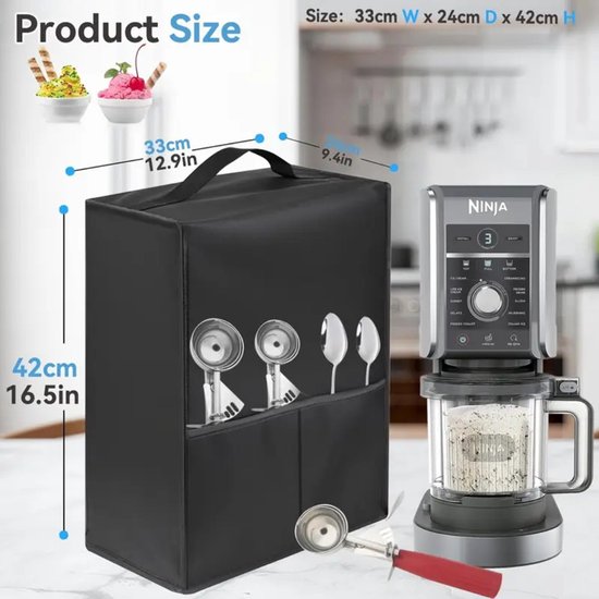 Livano Bekers - Accessoires Geschikt Voor Ninja Creami - Ijsmachine - Hoes - Zwart 33x24x42 van Livano — afbeelding 2