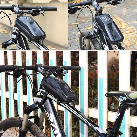 Sacoche De Cadre Vélo Étanche – Support Téléphone Tactile Jusqu’à 7 Pouces, Réfléchissante 1L