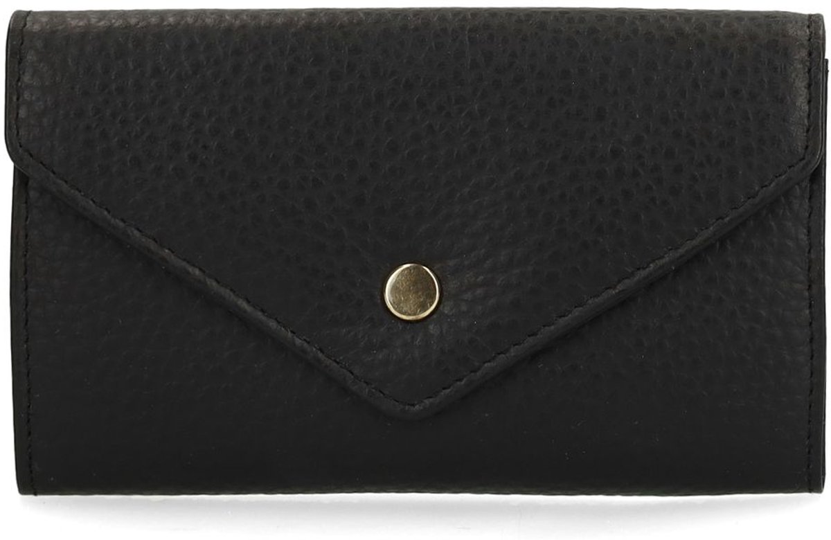Manfield - Dames - Zwarte leren portemonnee - Maat 1