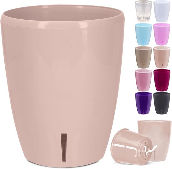 Santino Orchideeënpotten, set van 6, zelfbewaterende pot met waterlontsysteem en waterpeilindicator, voor gebruik binnenshuis, diameter 12 cm, wit, 1,3 liter