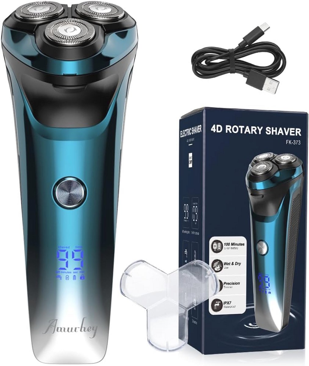 Elektrisch Scheerapparaat voor Heren met Baardtrimmer - IPX7 Waterdicht, Nat en Droog Scheren, 120 Minuten Looptijd, USB-C Opladen
