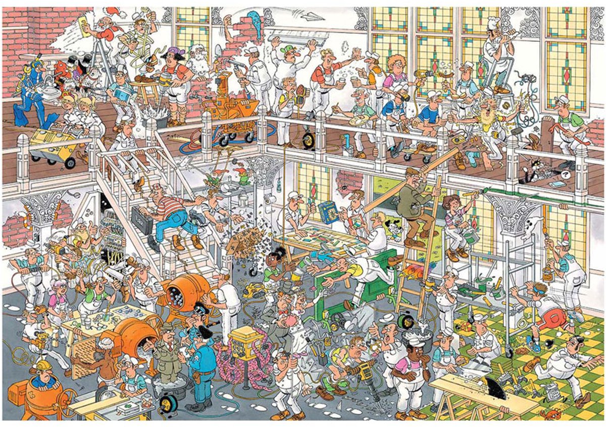 Jan van Haasteren De verbouwing - Puzzel 3000 stukjes volwassenen - Legpuzzels — afbeelding 6
