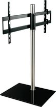 Cavus RVS vloerstandaard met zwarte glazen voet voor TV's tot 55 inch - 120 cm hoog