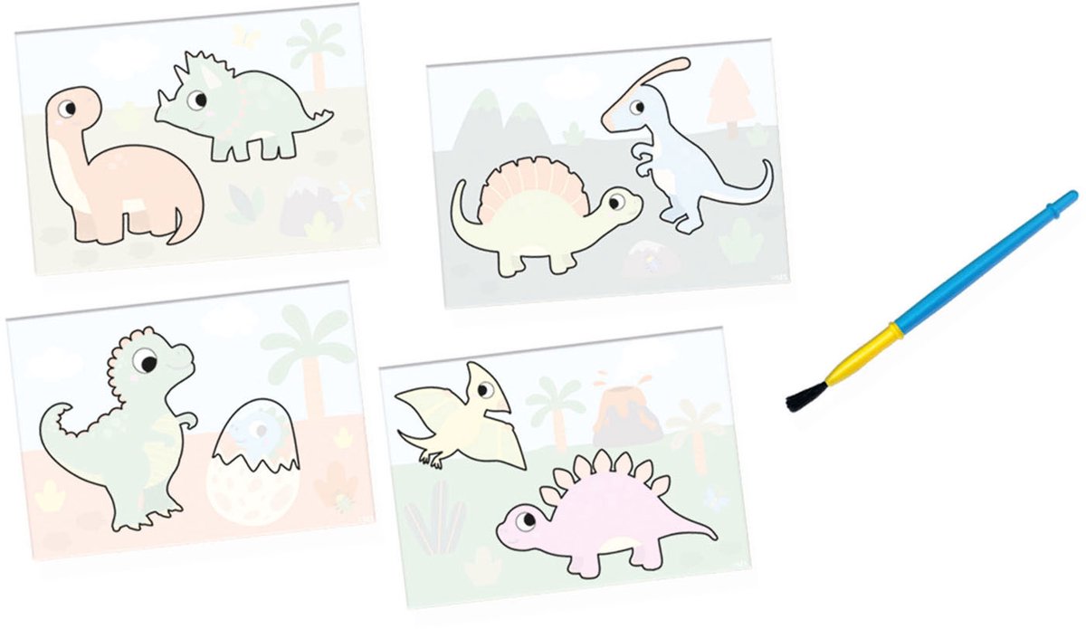 SES Creative- My First - Kleuren met Water - Dino's -Verven - geen geknoei - vrolijke kaarten met veilige kwast - steeds opnieuw te gebruiken - Dinosaurus Speelgoed 1 tot 4 jaar — cadeau in Spellen & Speelgoed - foto 7