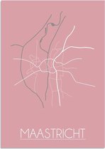 DesignClaud Maastricht Plattegrond poster Roze B2 poster (50x70cm)