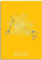 DesignClaud Berlijn Plattegrond poster Geel A2 + Fotolijst zwart
