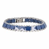 My Bendel schakelarmband met blauw keramiek - Zilveren schakelarmband van facet blauw keramiek - Met luxe cadeauverpakking