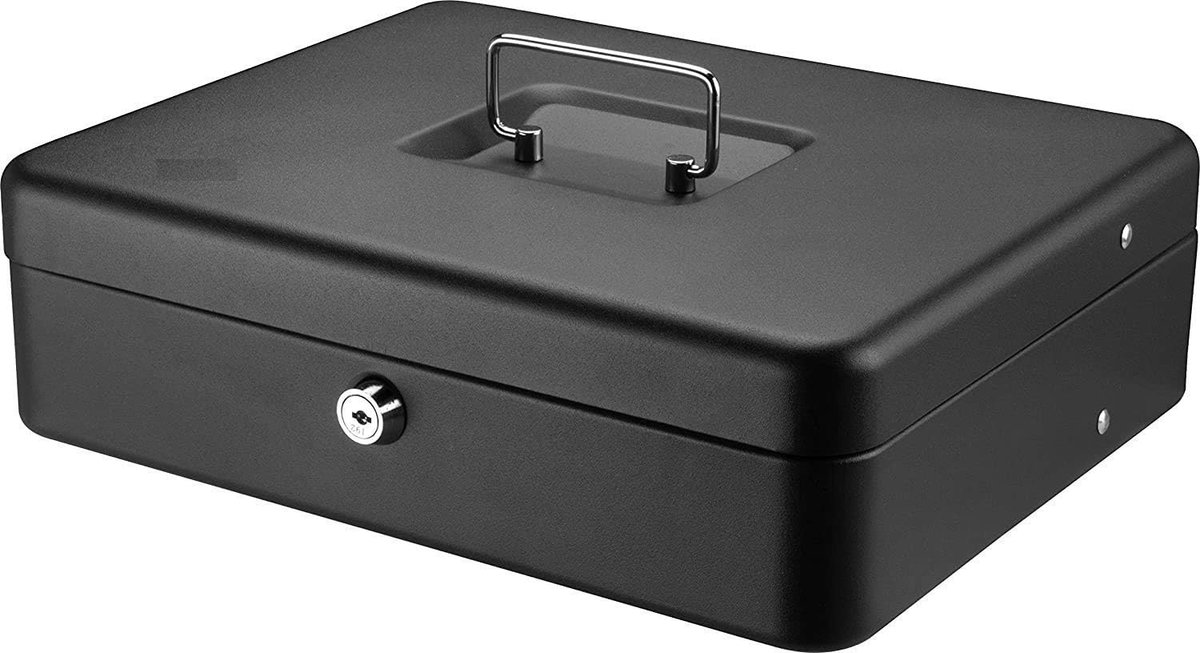 Veilige kasbox - handzaam en praktisch - 1 stuk - zwart - met sleutel