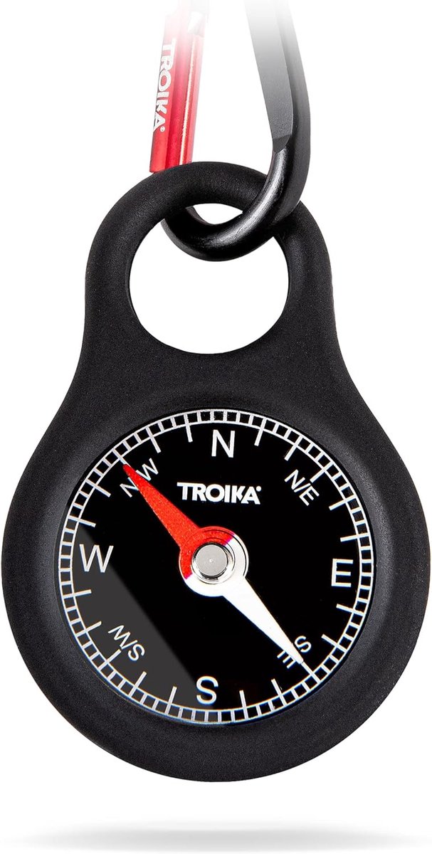 Kompas Wegwijzer - Sleutelhouder met Kompas - 1 stuk - Zwart - PVC/Acryl/Siliconen/Aluminium - 9,8 cm