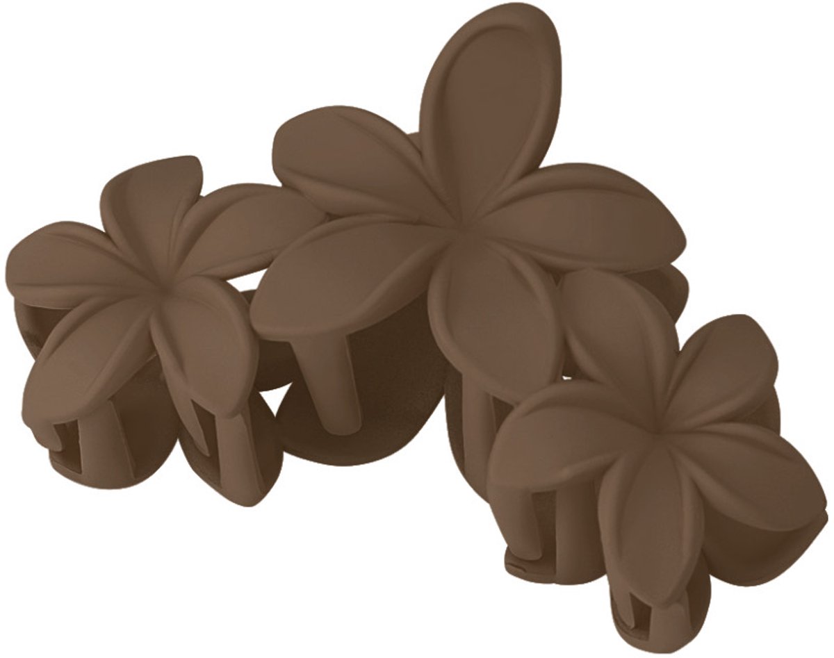 Hairclip flowers brown 11 cm - haarklem dames - meisjes - voor dik en dun haar - easyhairdo