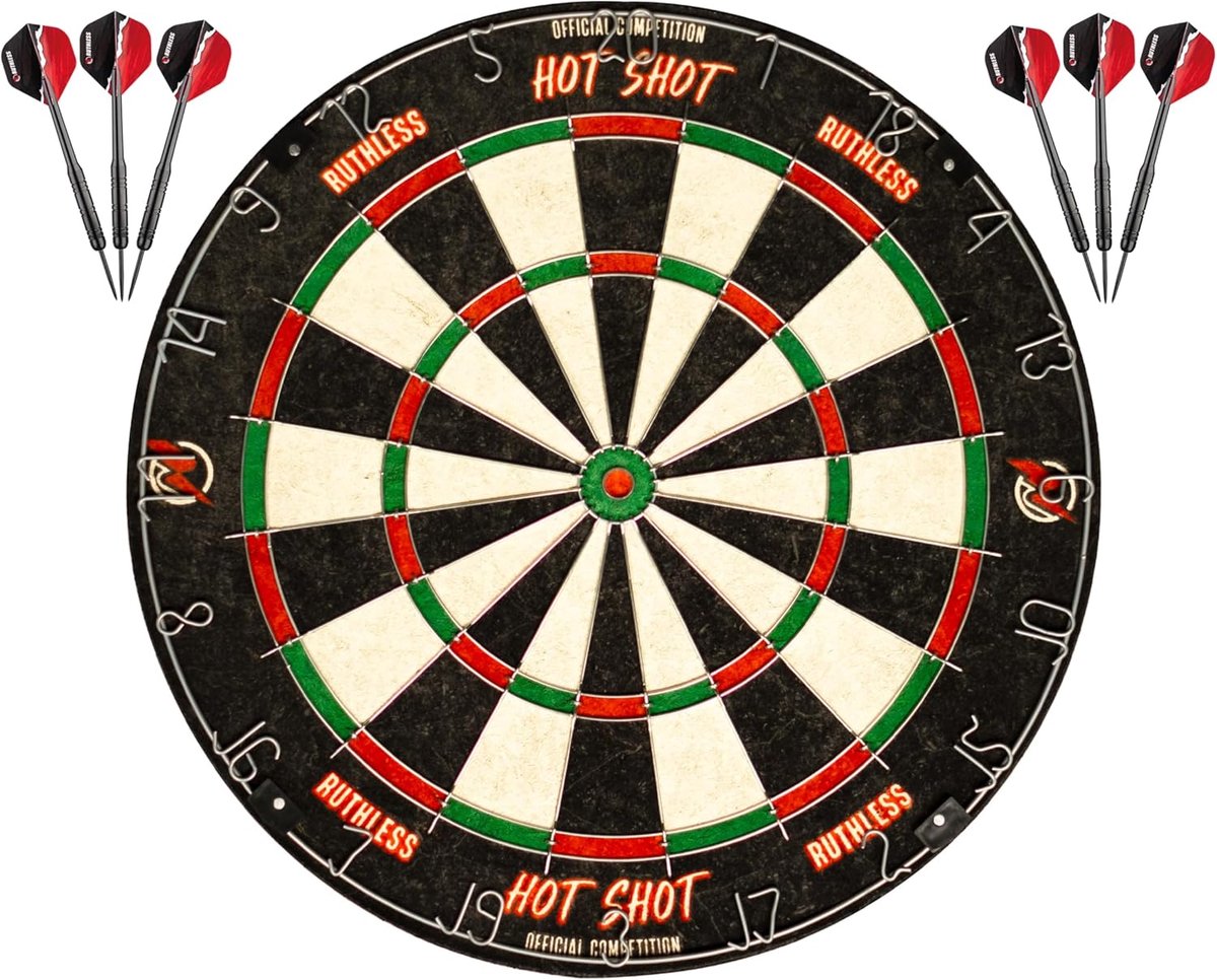 Sisal dartbord set met stalen tip dartpijlen - duurzaam - 2 sets