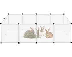 NAIZY buitenverblijf 12 stuks Speelpen 145x75x48cm Speelpen Puppyren Wit Kleine dierenren 35x45cm per stuk Vrije uitloopren DIY Uitbreidbare konijnen- en caviaren, zonder deur