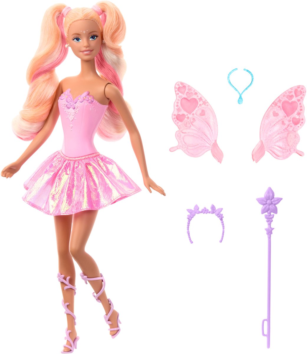Barbie Fantasie - Sprookjespop - Met van kleur veranderende vleugels en outfit — afbeelding 4