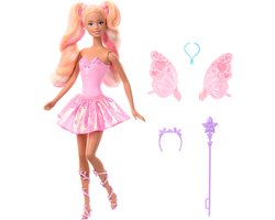 foto van Barbie Fantasie - Sprookjespop - Met van kleur veranderende vleugels en outfit