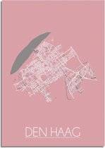 DesignClaud Den Haag Plattegrond poster Roze  - A3 poster (29,7x42cm)