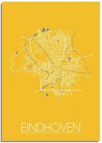 DesignClaud Plattegrond Eindhoven Stadskaart Poster Wanddecoratie - Geel - A3 + fotolijst wit (29,7x42cm)