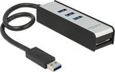 DeLOCK USB hub met 3 poorten en SD kaartlezer - USB3.0 - busgevoed / zwart - 0,30 meter