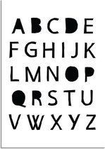 DesignClaud ABC Poster - Alfabet - Zwart wit A2 + Fotolijst zwart