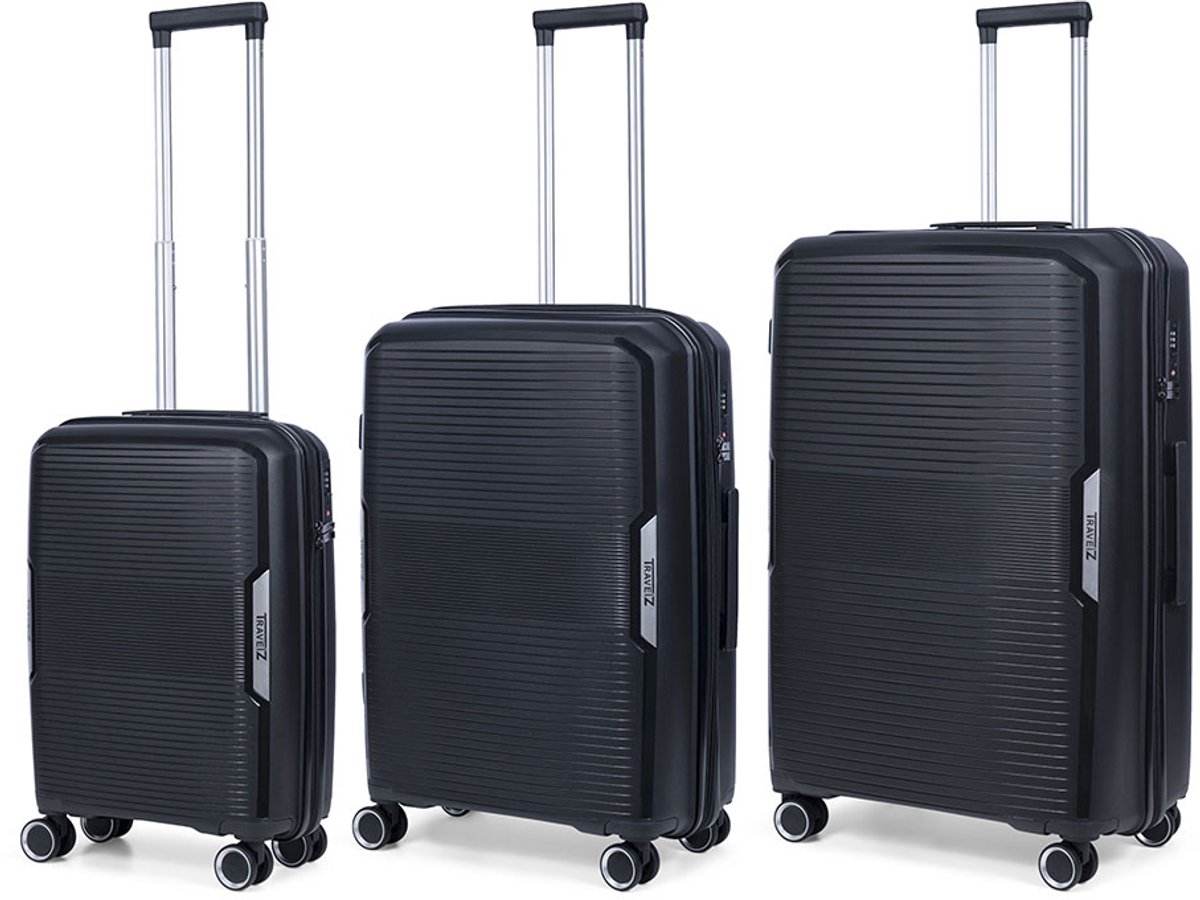 TravelZ Swinger Kofferset 3-delig- Lichtgewicht koffers met TSA-slot - Zwart